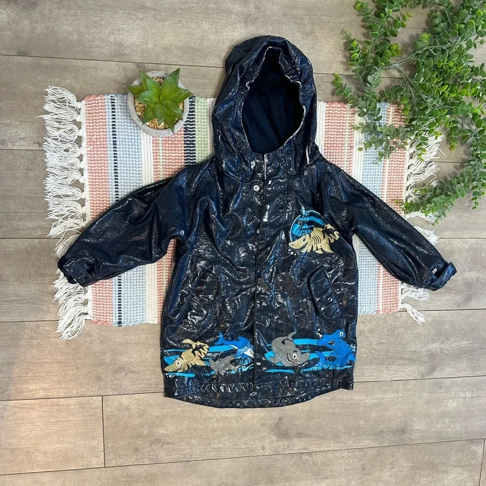 Free w any purchase- children’s place toddler boy hooded rain coat shark print
